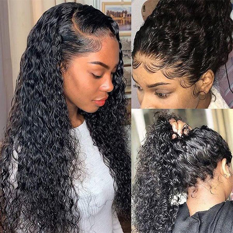 Perruque de Cheveux 360 Lace Frontal Wig Bouclés (Water Wave)