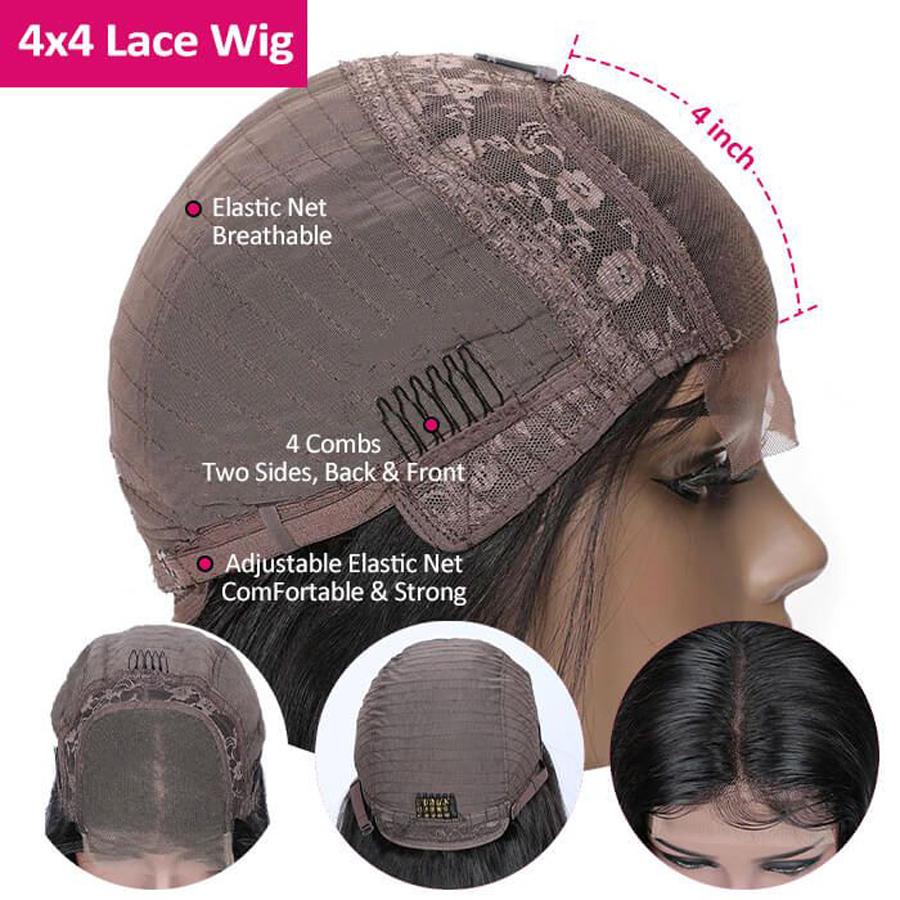 Perruque de Cheveux 4×4 Lace Closure Wig Ondulés (Body Wave)
