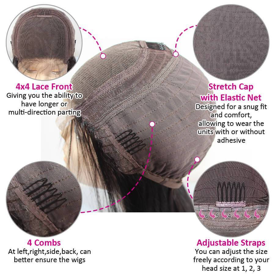 Perruque de Cheveux 4×4 Lace Closure Wig Ondulés (Loose Wave)