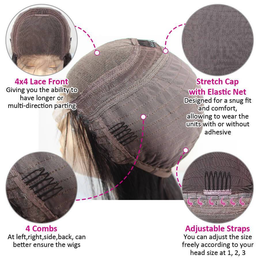 Perruque de Cheveux 4×4 Lace Closure Wig Bouclés (Water Wave)