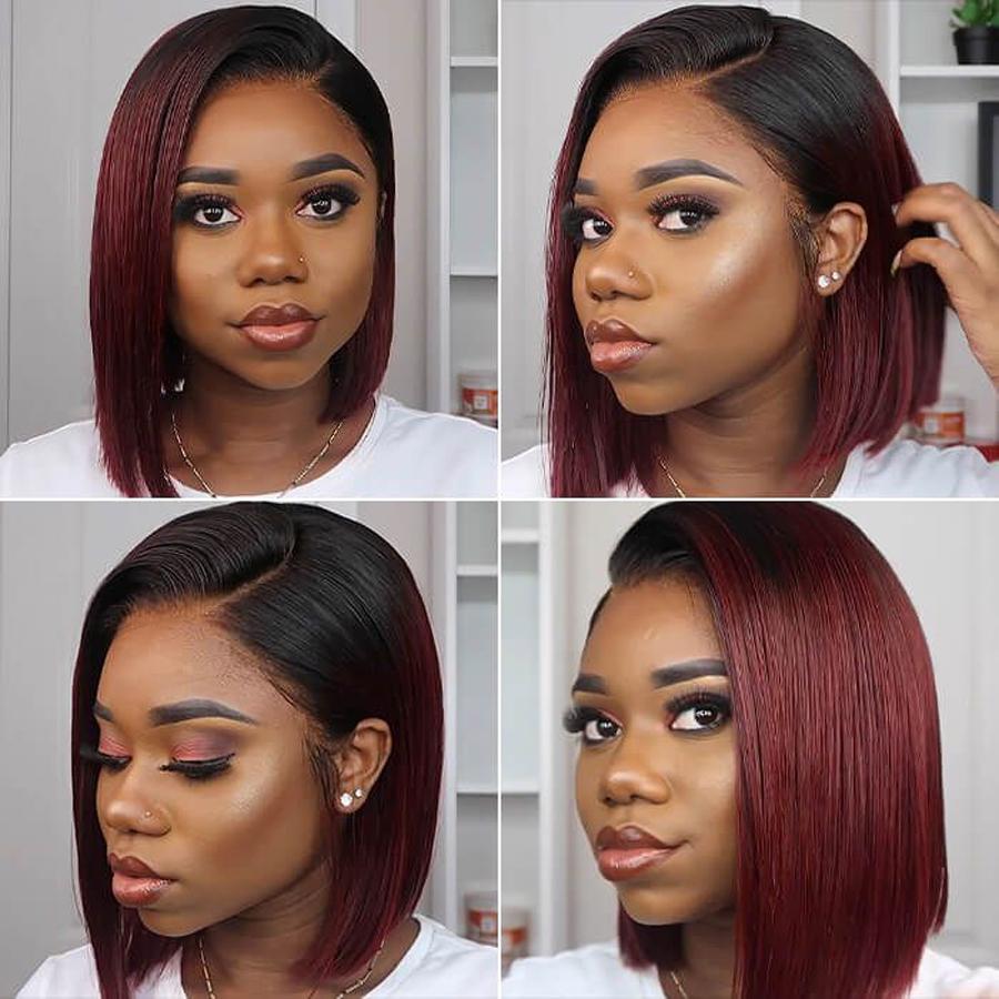 Perruque Lace Bob Wig Lisses (Straight) #1B/99J Burgundy