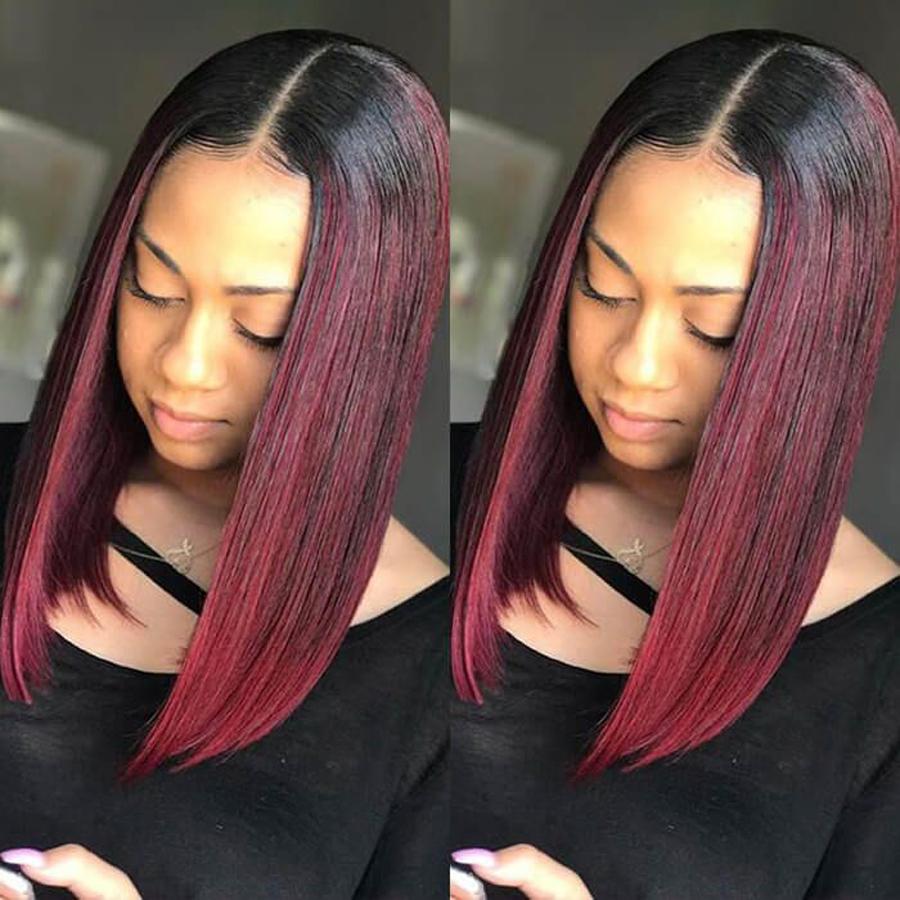Perruque Lace Bob Wig Lisses (Straight) #1B/99J Burgundy