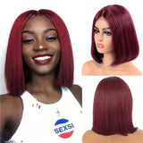 Perruque Lace Bob Wig Lisses (Straight) #99J Burgundy