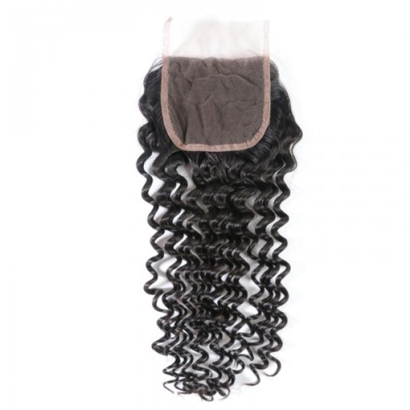 Tissage Cheveux Brésilien 4×4 Lace Closure Bouclés (Deep Wave)