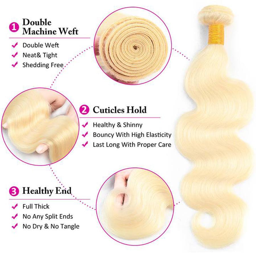 Tissage Cheveux Brésilien Ondulés (Body Wave) #613 Blonde