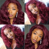 Perruque Lace Front Wig Ondulés (Body Wave) #99J Burgundy