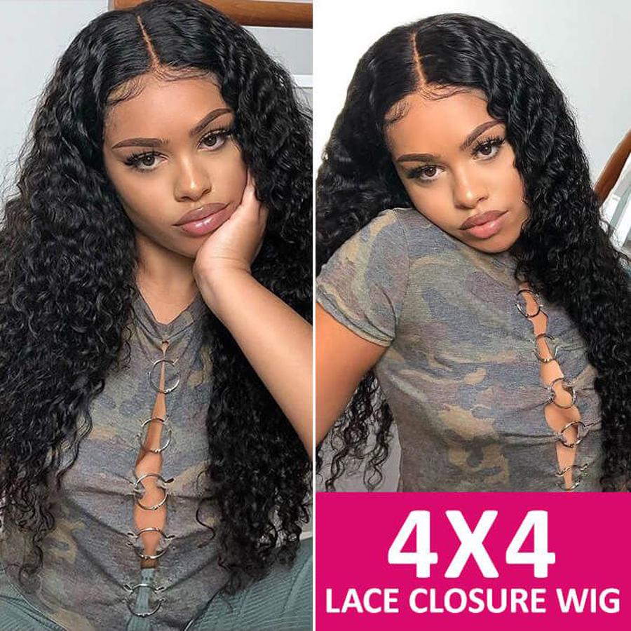 Perruque de Cheveux 4×4 Lace Closure Wig Bouclés (Deep Wave)