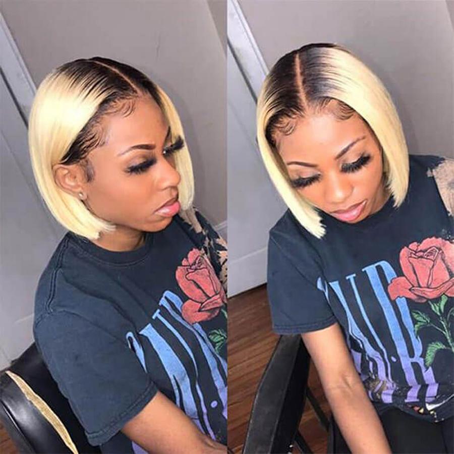 Perruque Lace Bob Wig Lisses (Straight) #1B/613 Blonde