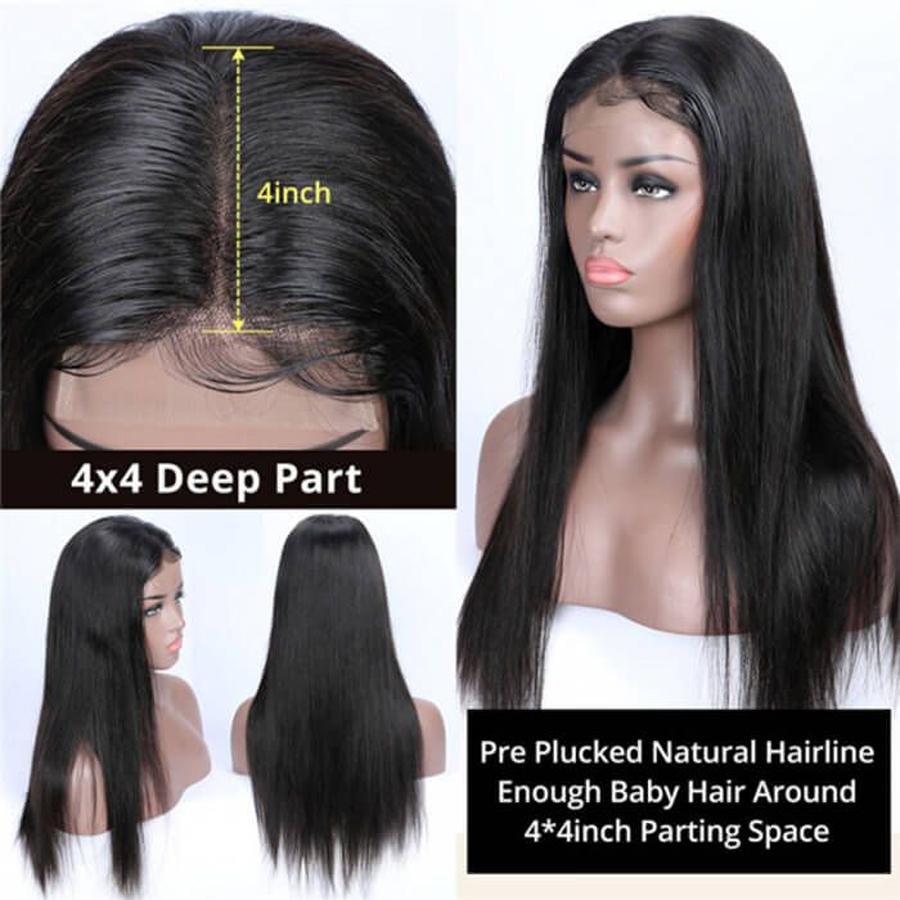 Perruque de Cheveux 4×4 Lace Closure Wig Lisses (Straight)