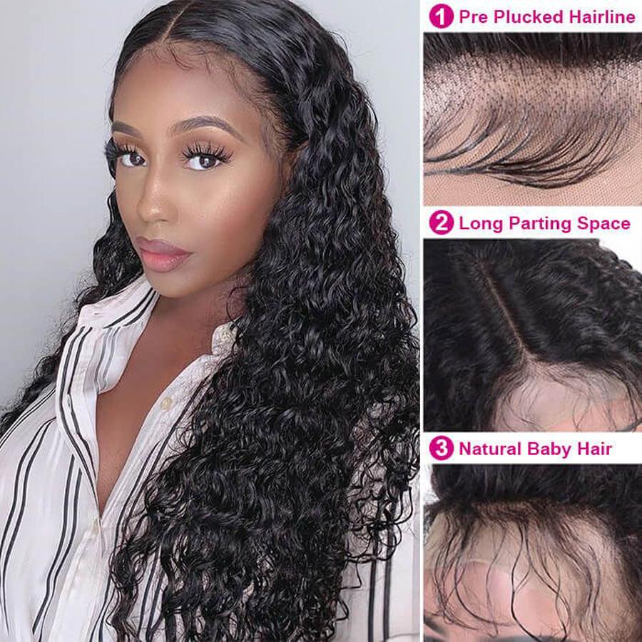 Perruque de Cheveux 13×4 Lace Front Wig Bouclés (Water Wave)