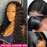 Perruque de Cheveux 4×4 Lace Closure Wig Bouclés (Water Wave)