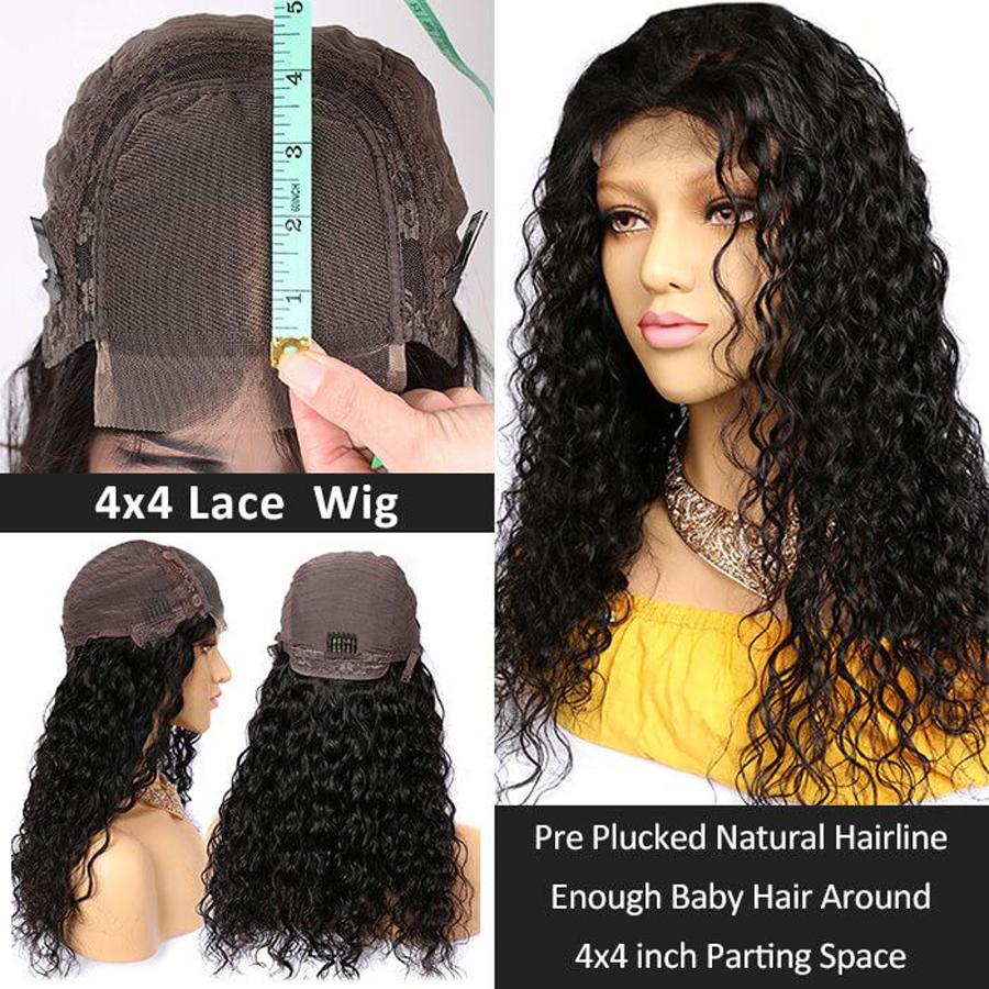 Perruque de Cheveux 4×4 Lace Closure Wig Bouclés (Water Wave)